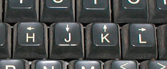 closeup of the hjkl keys on the ADM-3A keyboard