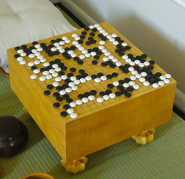 A go board with a game in progress