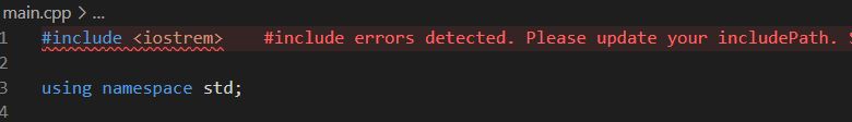 VS Code reporting an include-path error