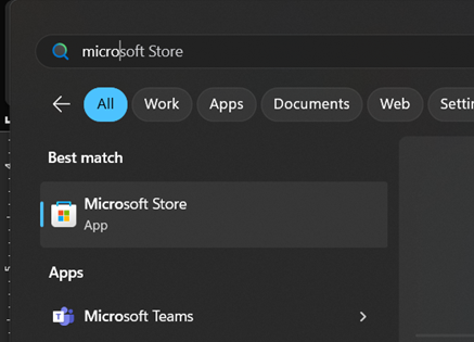 Microsoft Store in the Start menu