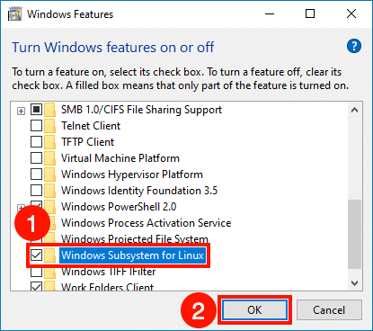 Enable Windows Subsystem for Linux