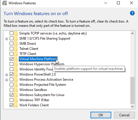 Enable Virtual Machine Platform